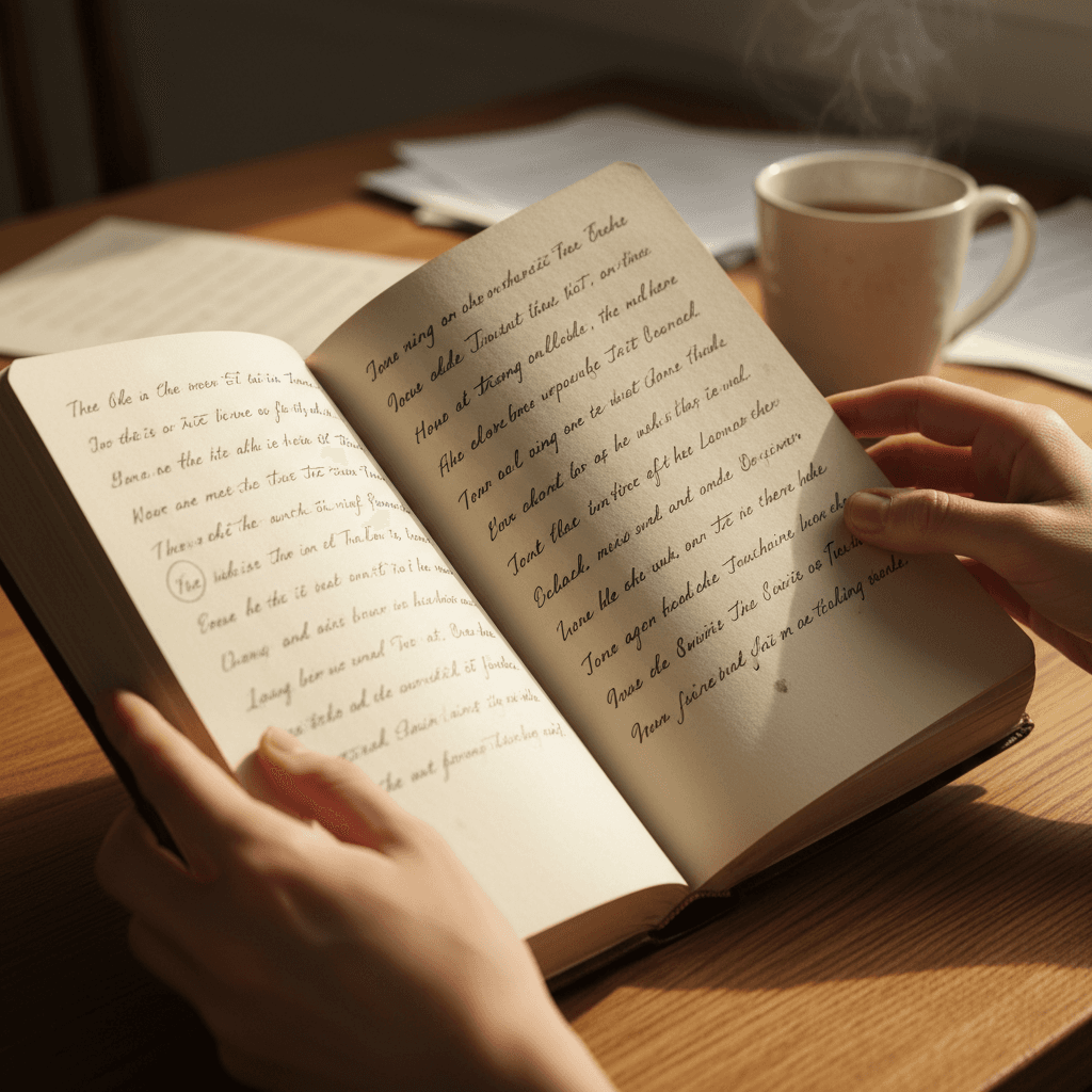 Counseling journal and hands in natural light