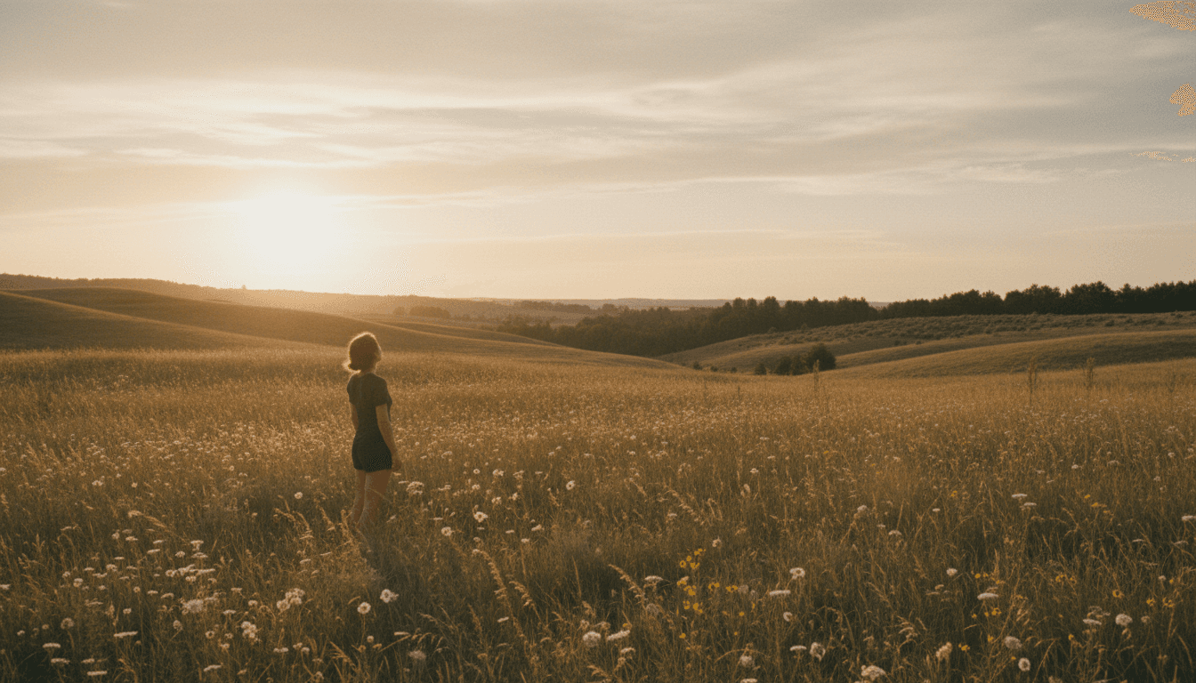 Expansive rural Texas landscape at golden hour with warm natural light