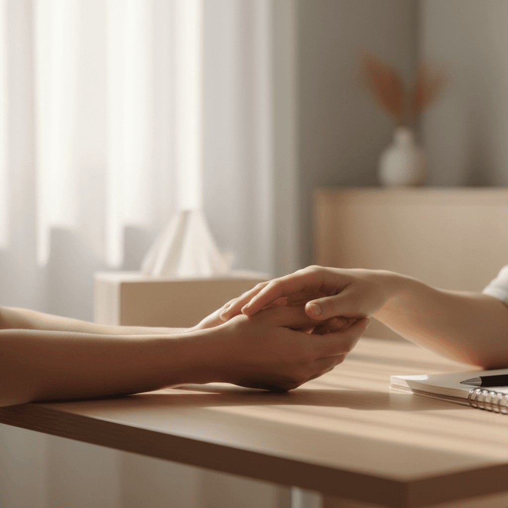 Hands reaching toward each other in a gesture of connection and support