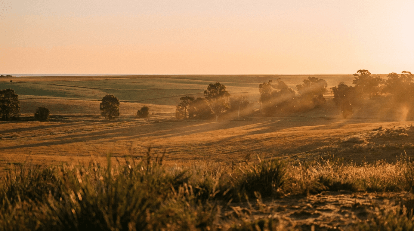 Rural Texas landscape at sunset